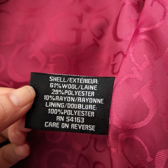 Guess Wool Long Peacoat, medium, sangria colored - Picture 8 of 13